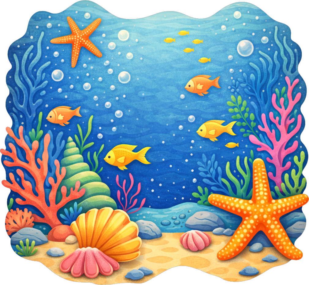 Unterwasserwelt mit farbenfrohen Tieren und Korallen